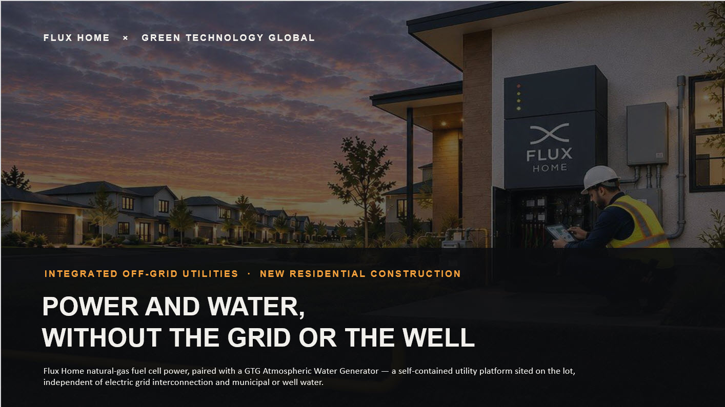 Flux Home and GTG Atmospheric Water Generator installed at a new residential home